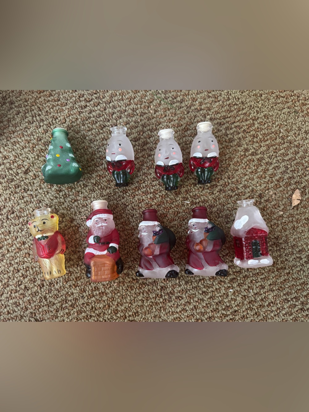Assorted Vintage Glass Christmas Figurine light covers